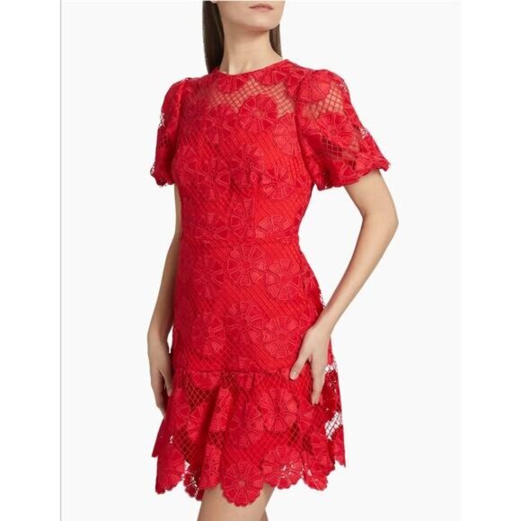 Milly Yasmin Lace Minidress Women's Size 4 Red NWOT - Picture 3 of 7